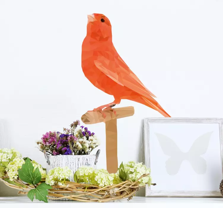 Vinilo pájaro poligonal color cálido - TenVinilo