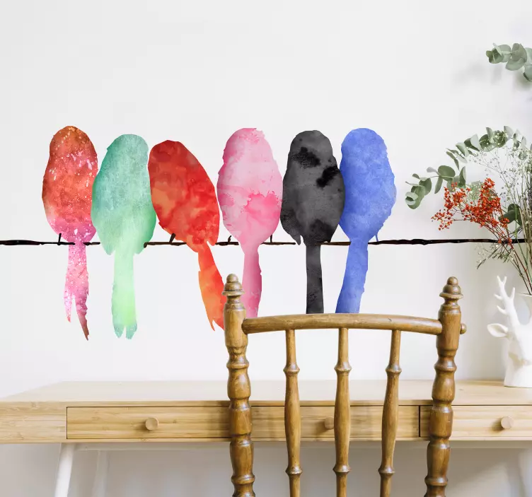 Vinilo pájaros en cable - TenVinilo