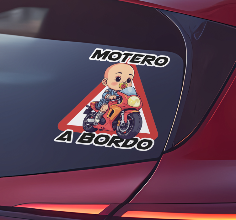 Vinilo para auto bebé motera a bordo - TenVinilo