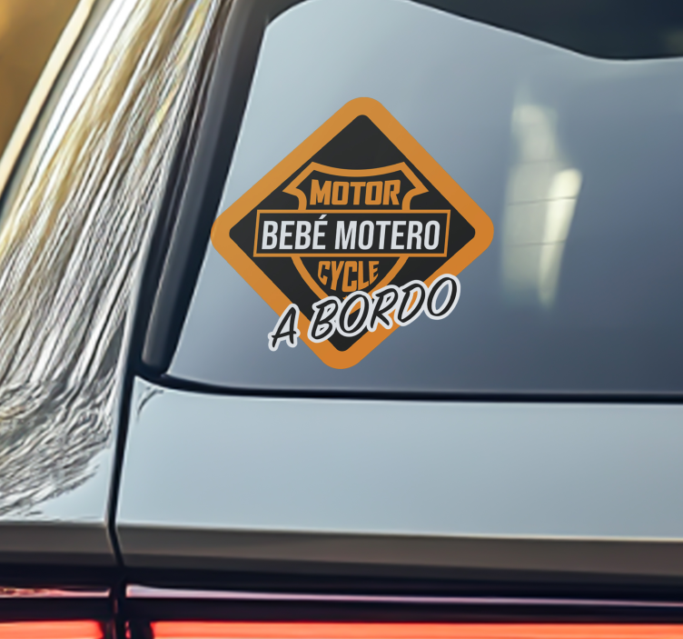 Vinilo para auto bebé motero a bordo - TenVinilo