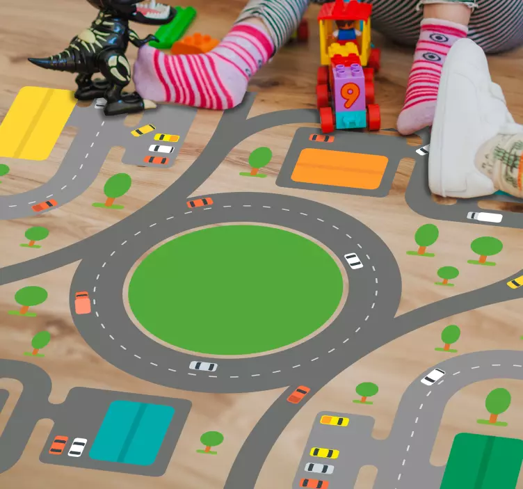 Vinilo infantil para suelo circuito carretera - TenVinilo