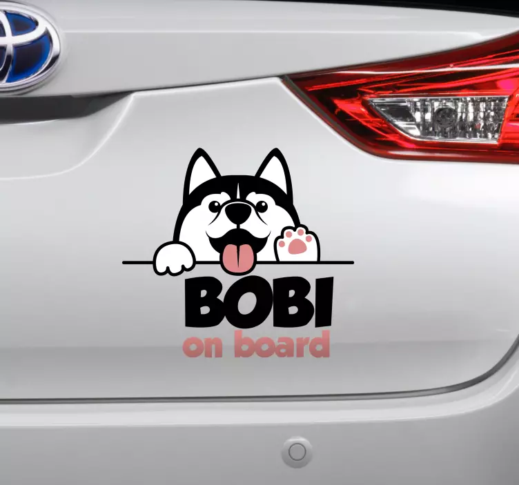 Pegatina para coche Perro con nombre personalizado - TenVinilo