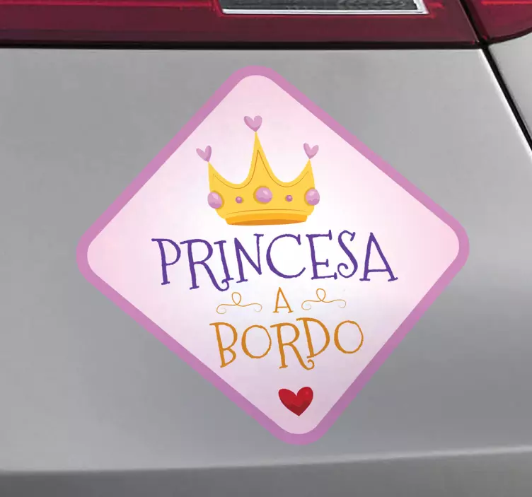 Vinilo para coche princesa a bordo - TenVinilo