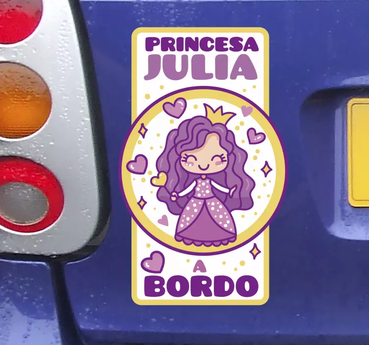 Vinilo para coche princesa a bordo - TenVinilo