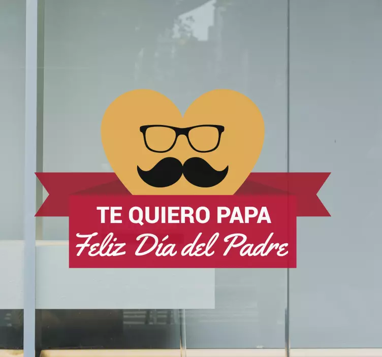 Vinilo escaparate para el día del padre corazón bigote - TenVinilo