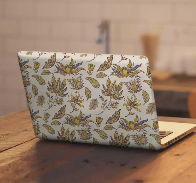 Vinilo para portátiles conjunto de flores paisley - TenVinilo