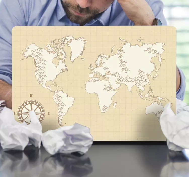 Vinilo para portátiles mapamundi antiguo - TenVinilo