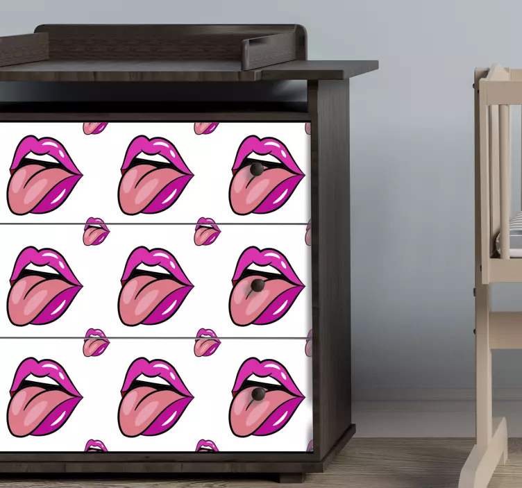 Vinilo para mueble motivo de labios juguetones - TenVinilo