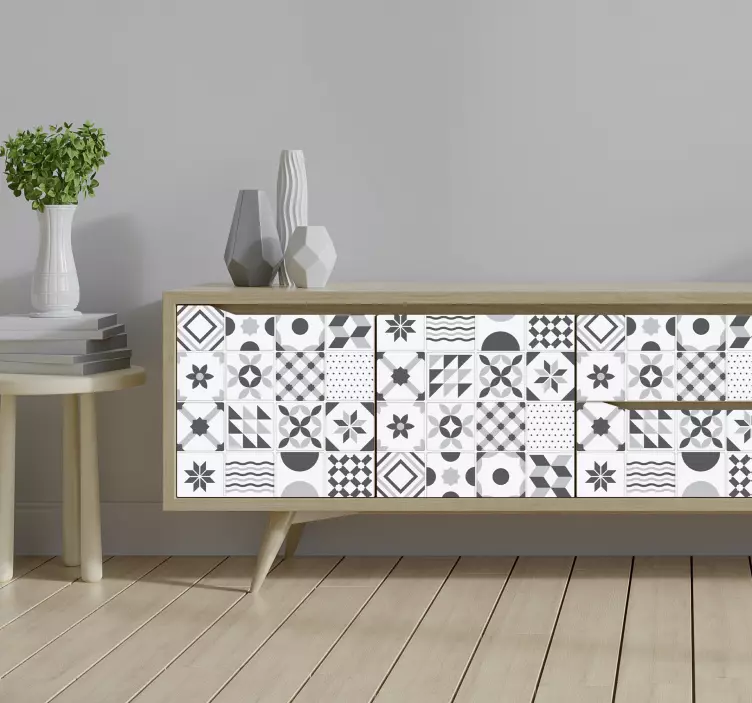 Vinilo decorativo de muebles de azulejos azules vintage - TenVinilo