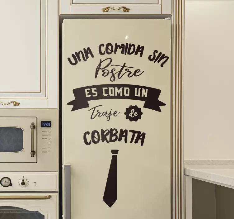 Vinilo para nevera comida sin postre - TenVinilo