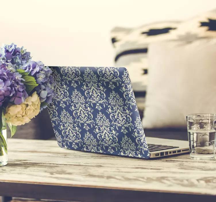 Vinilo para portátil azul ornamental - TenVinilo