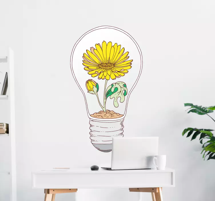 Vinilo oficina bombilla girasol - TenVinilo