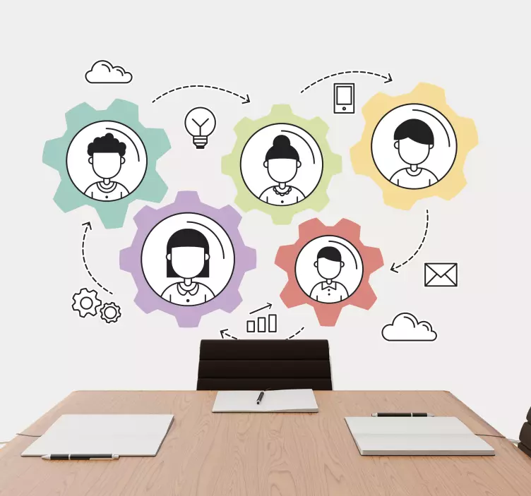 Vinilo oficina motor trabajo en equipo - TenVinilo