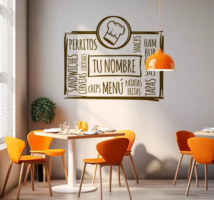 Vinilo pared bienvenido a nuestro restaurante. Estamos encantados - TenVinilo