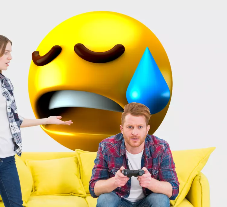 Vinilo pared Diseño emoji triste - TenVinilo