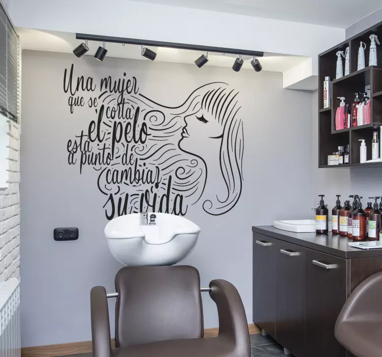 Vinilo pared "Me cambio de pelo y vida" traducido al español es " - TenVinilo