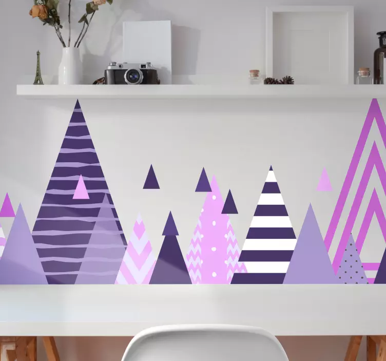 Vinilo pared Montañas escandinavas púrpura - TenVinilo