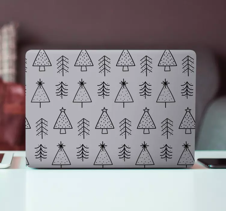 Vinilo navideño Árboles de navidad con patrón - TenVinilo