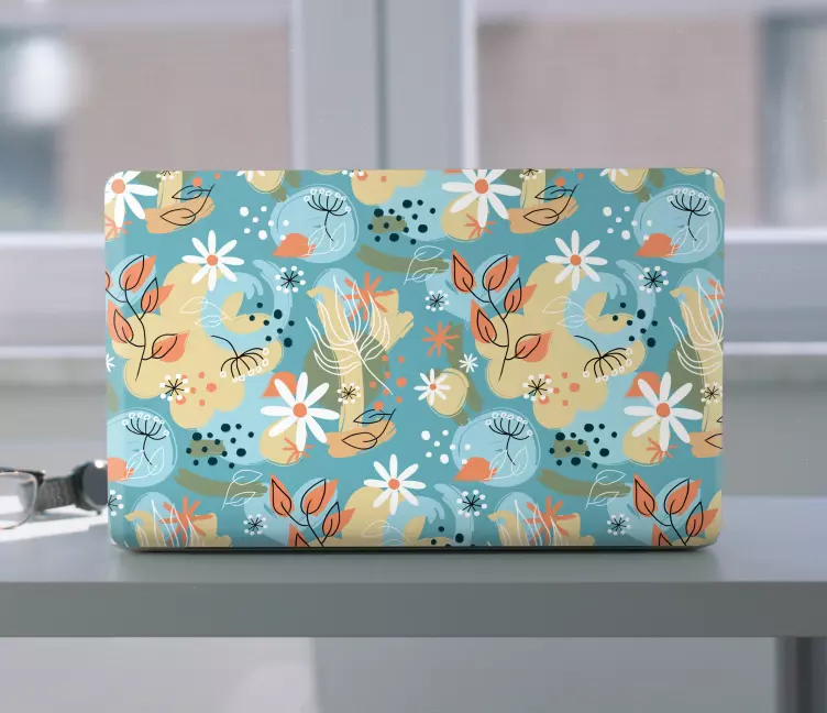 Vinilo para portátil funda con diseño floral - TenVinilo