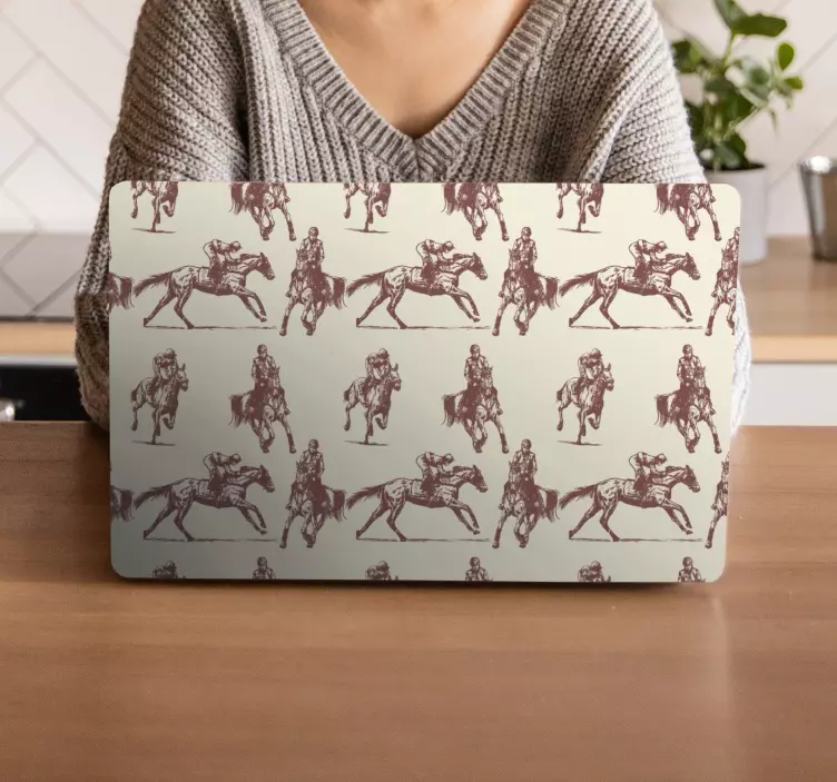 Vinilo para portátil patrón de figura ecuestre - TenVinilo