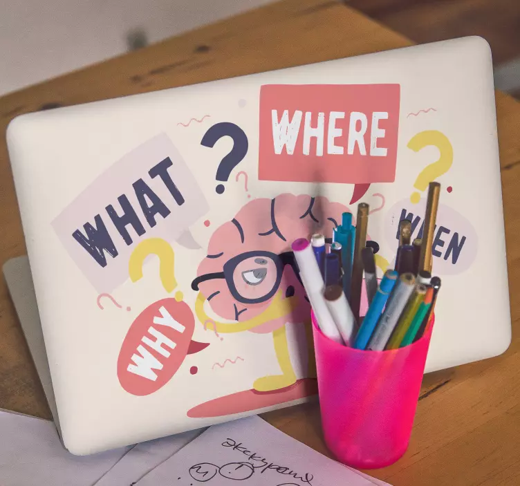 Vinilo para portátil personajes del cerebro curioso - TenVinilo