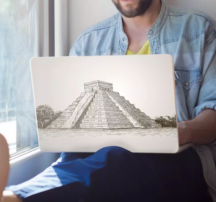 Vinilo para portátiles pirámide Chichen Itza - TenVinilo