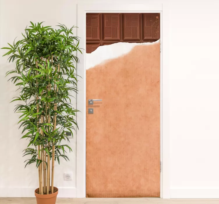 Vinilo para puerta barra de chocolate abierta - TenVinilo