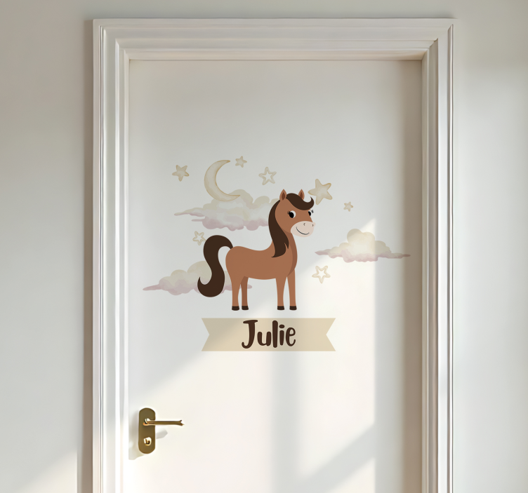 Vinilo para puerta caballo personalizado para niños - TenVinilo