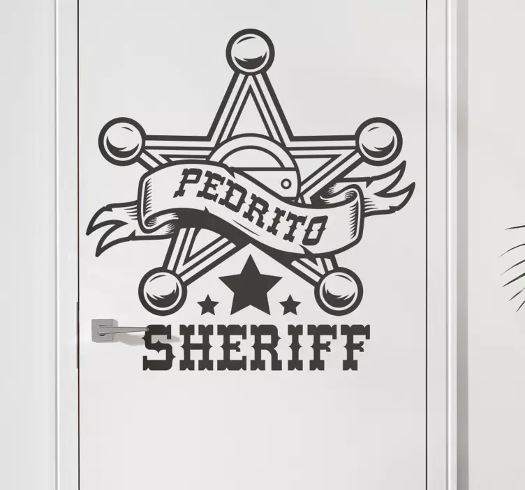 Vinilo para puerta tema sheriff personalizado - TenVinilo
