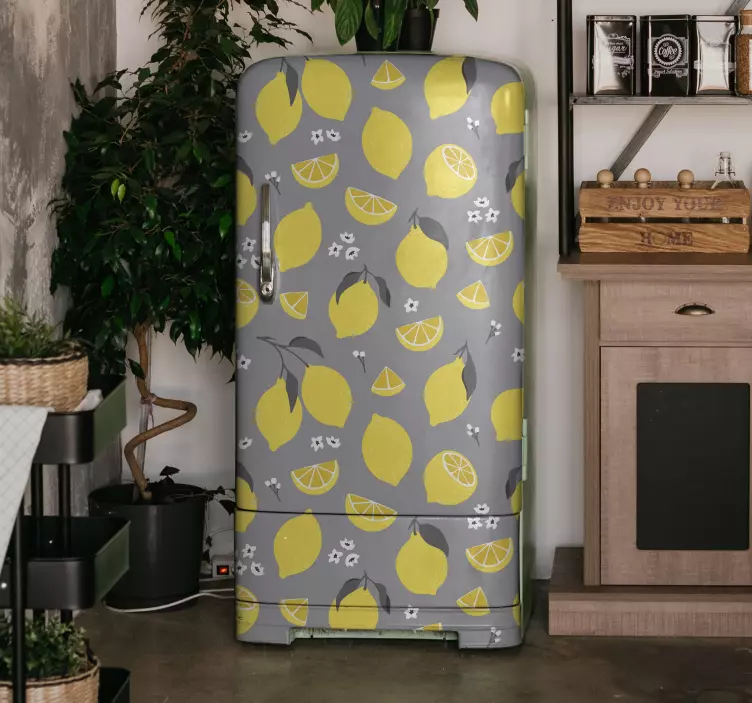 Vinilo para refrigerador con diseño de limones - TenVinilo