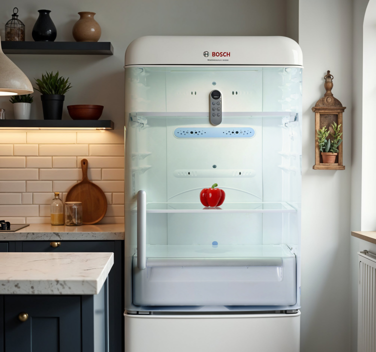 Vinilo para refrigerador estantes vacios - TenVinilo