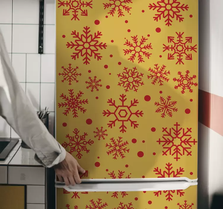 Vinilo para neveras patrón copos de nieve - TenVinilo