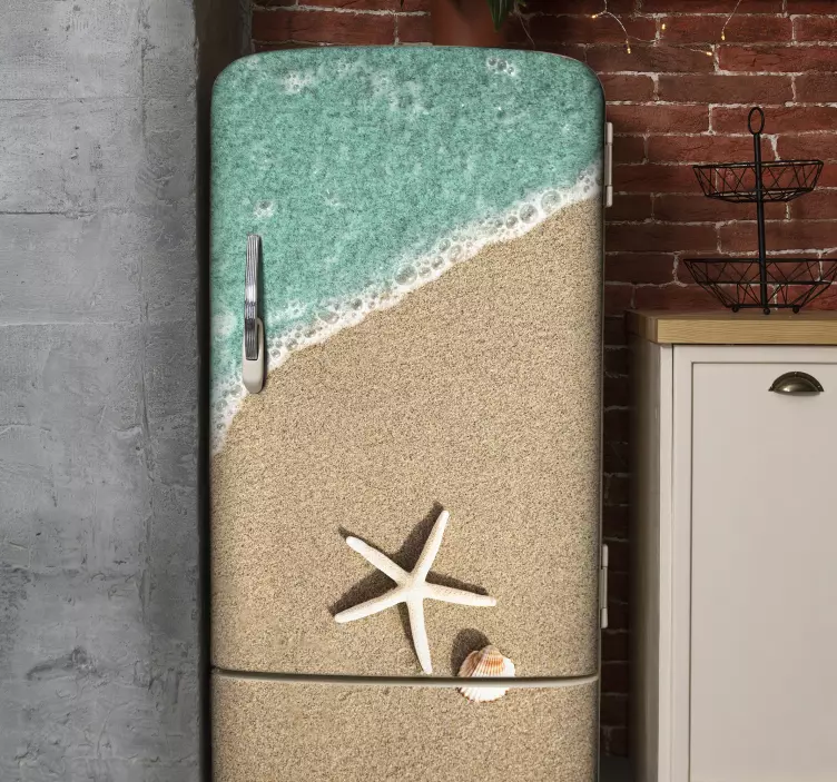 Vinilo para nevera playa con estrella de mar - TenVinilo