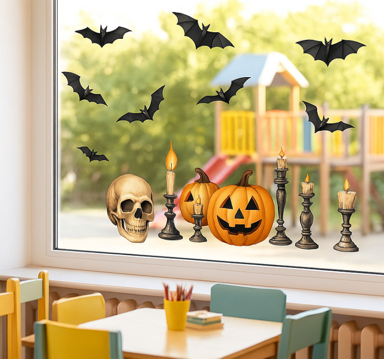 Vinilo para ventana diversas decoraciones de halloween - TenVinilo
