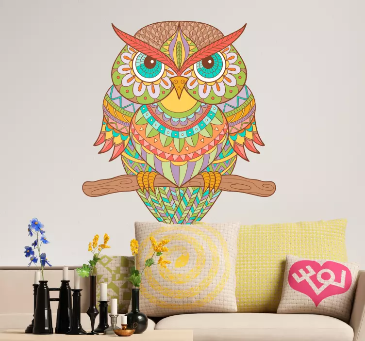 Vinilo pared Ave arte Huichol - TenVinilo