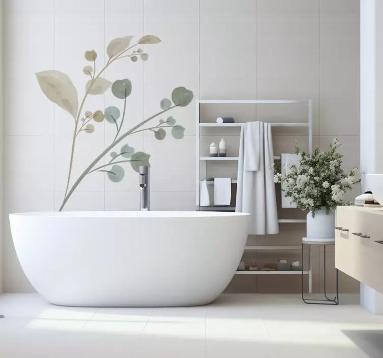 Vinilo baño rama de acuarela - TenVinilo