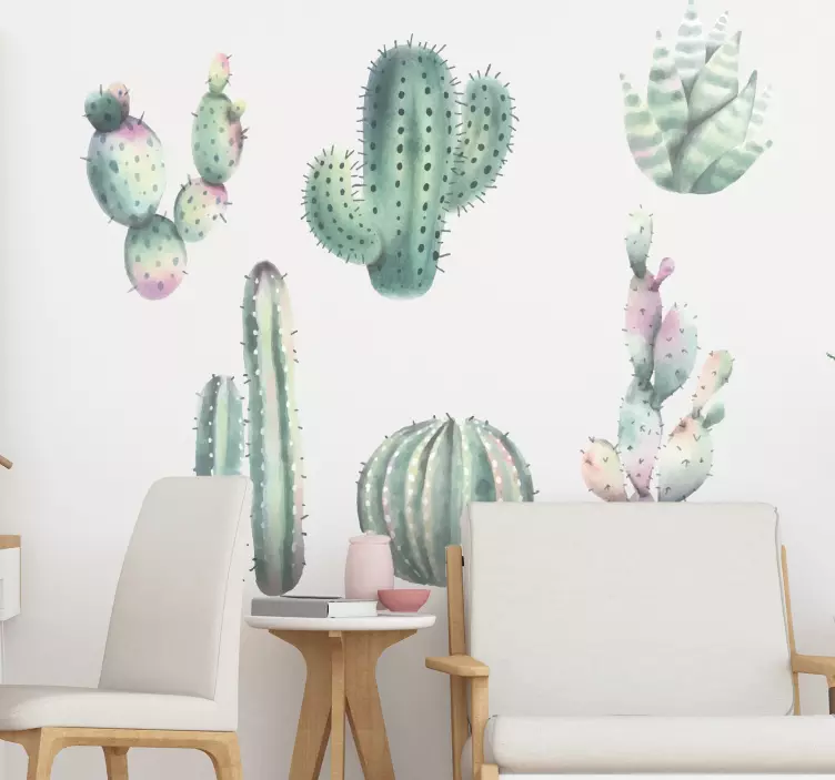 Vinilo pared cactus estilo nórdico - TenVinilo