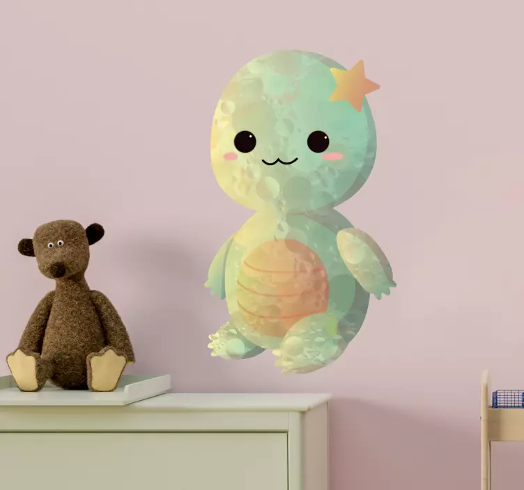 Vinilo pared Dibujo bebé tortuga - TenVinilo