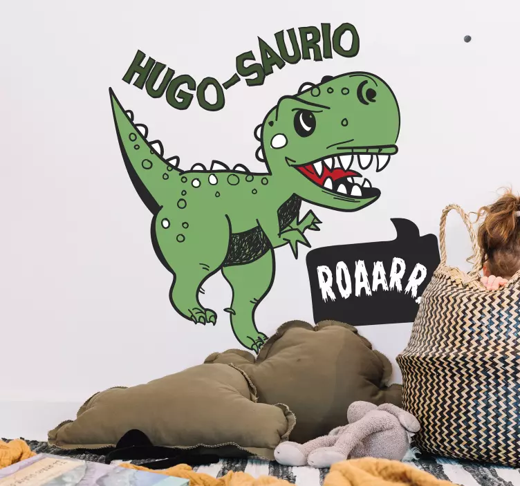 Vinilo pared dinosaurio con nombre saurus - TenVinilo