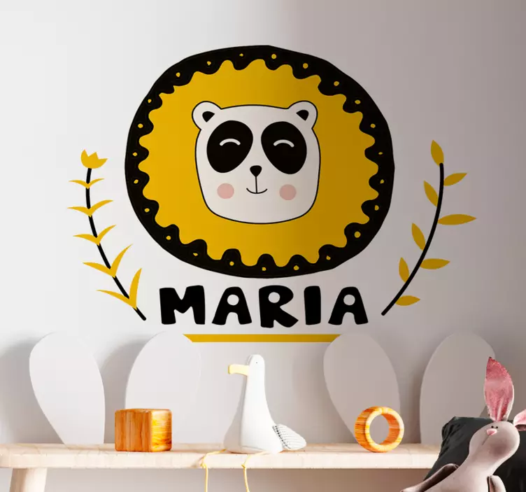 Vinilo pared infantil arte de panda personalizable - TenVinilo