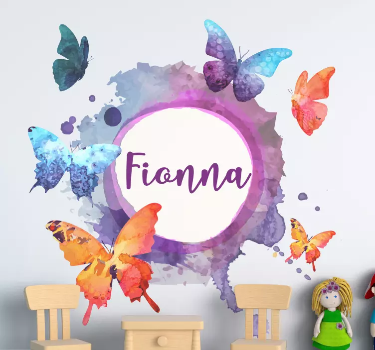 Vinilo pared infantil composición de mariposas vibrantes - TenVinilo