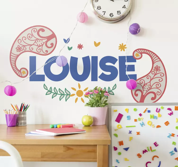 Vinilo pared infantil decoración de nombre personalizada - TenVinilo
