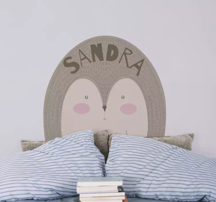 Vinilo pared infantil diseño de erizo personalizable - TenVinilo