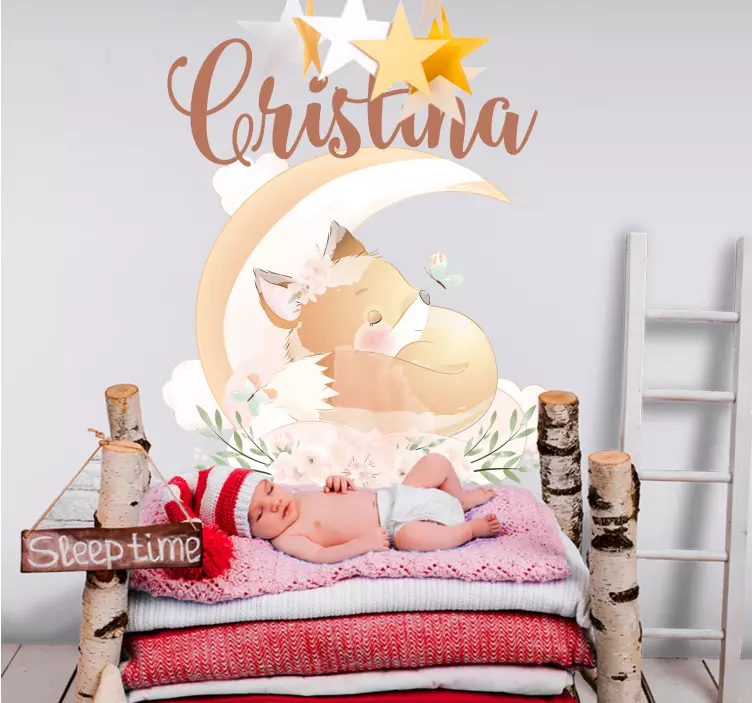 Vinilo pared infantil diseño de zorro personalizado - TenVinilo
