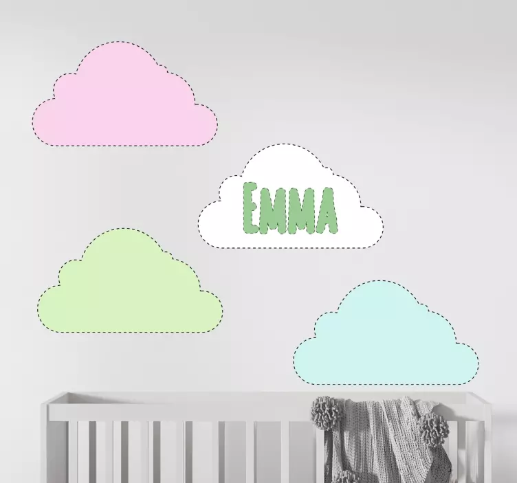 Vinilo pared infantil formas de nubes personalizadas - TenVinilo