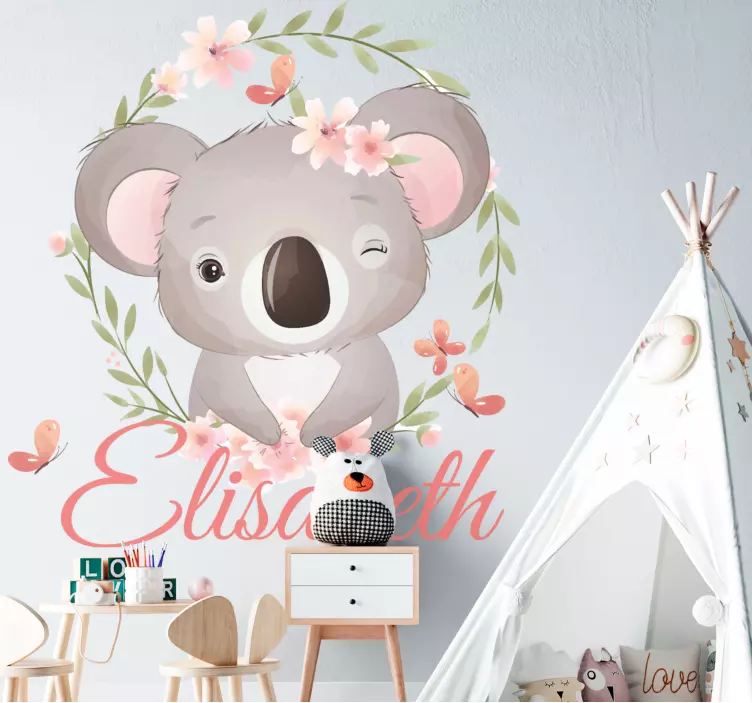 Vinilo pared infantil ilustración de koala adorable - TenVinilo