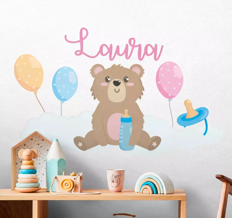 Vinilo pared infantil lindo oso de peluche - TenVinilo
