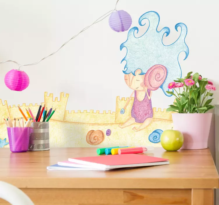Vinilo pared infantil personaje caprichoso de caracol - TenVinilo