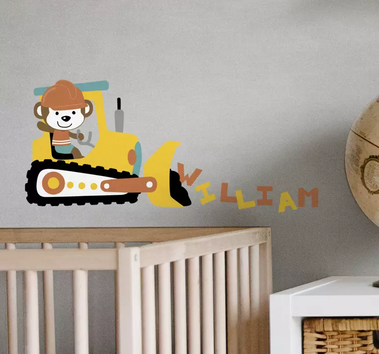 Vinilo pared infantil personaje de construcción lindo - TenVinilo