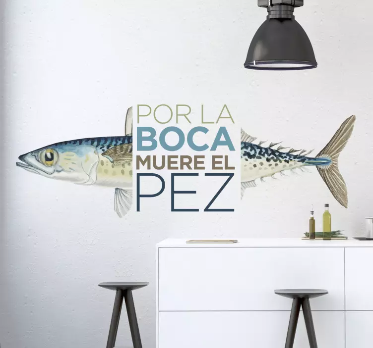 Vinilo pared refrán por la boca muere el pez - TenVinilo